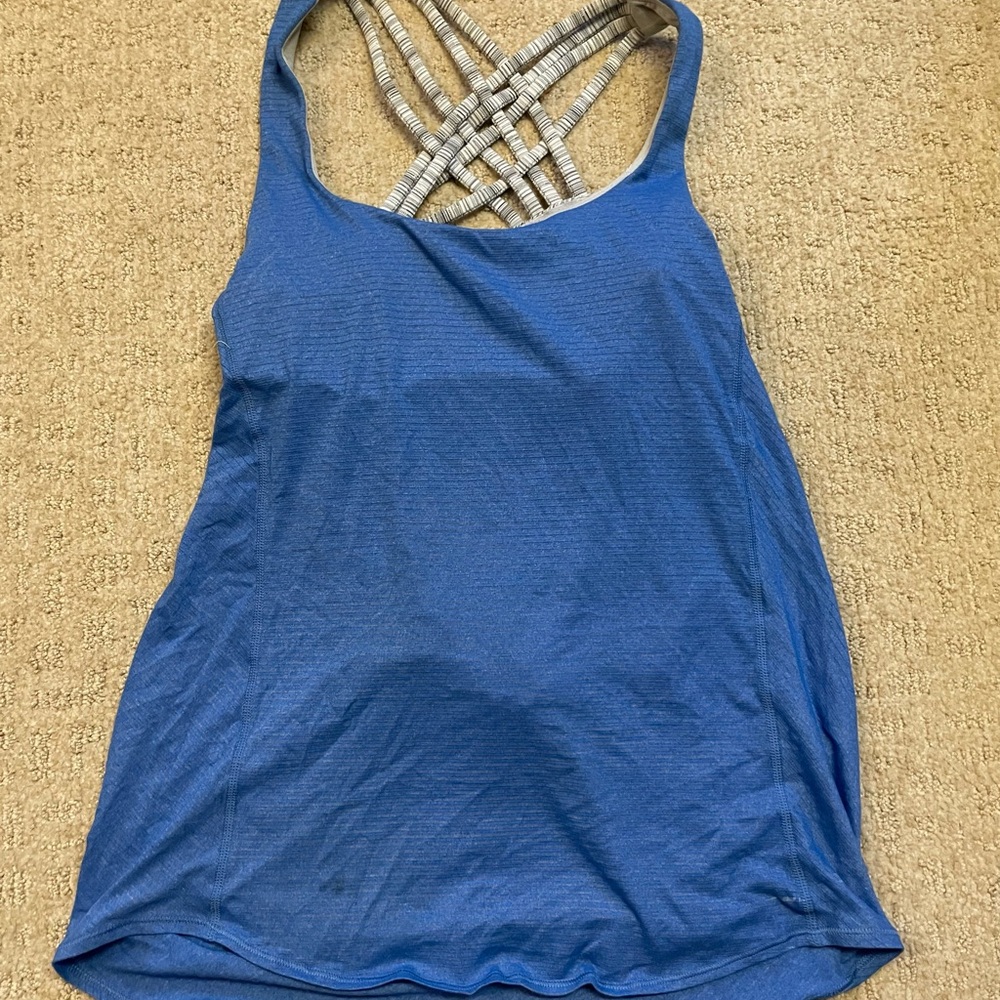 Blue Strappy Lululemon 8 Free to Be Built In Bra Tank Top